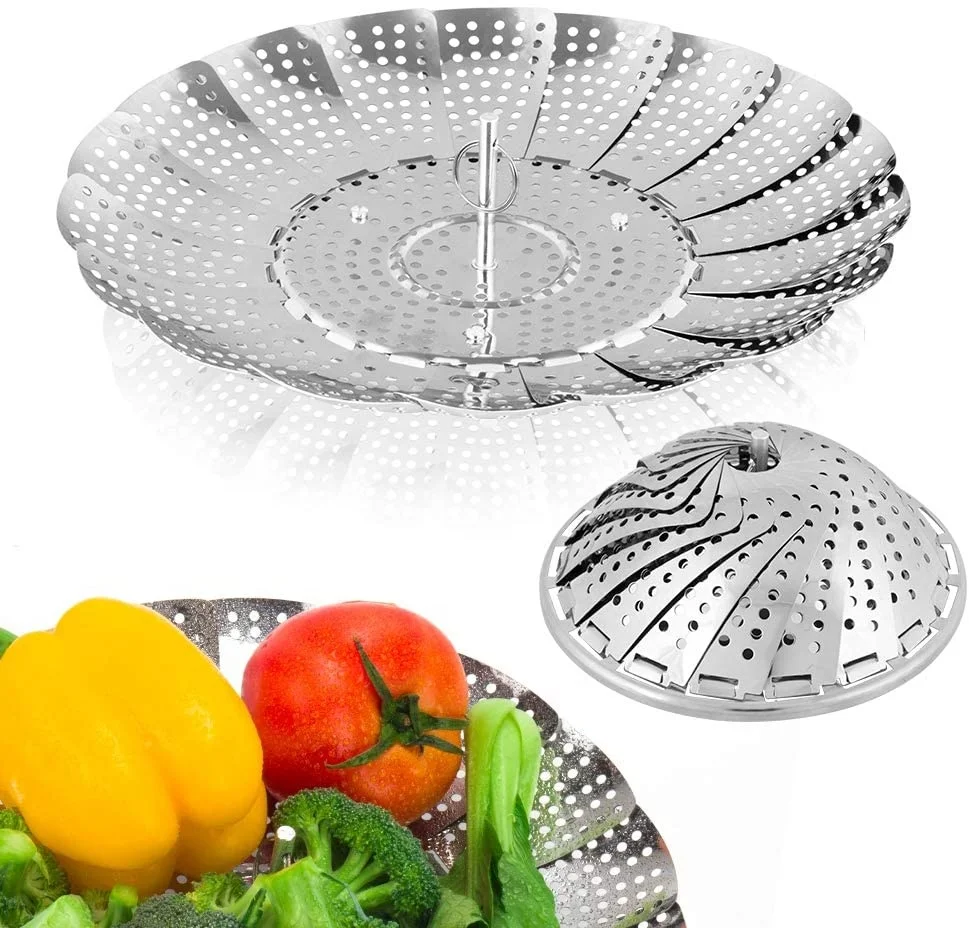 5 Pcs Steamer Basket Stainless Steel Folding Vegetable Steamer Strainer  Basket For Veggie Fish Seafood Cooking Tool Wholesale - Steamers -  AliExpress