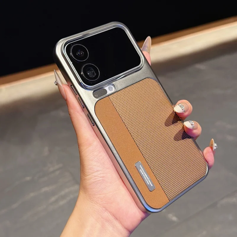 Business Ultra Thin Electroplating Leather Phone Case for Xiaomi 17 Pro Max 15 Pro 14 Ultra Shockproof Protective Back Cover