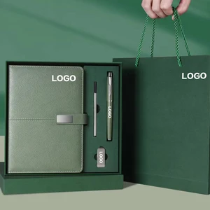 Custom A5 PU Leather Case with Sewing Binding Recycled Paper Journal & Laptop Notebook Set Hardcover Style-Promotion Gift Set