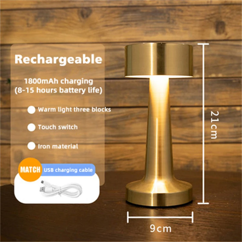 Modern Metal Dumbbell Led Bar Table Lamp Touch Sensor Retro Desktop Night Light Usb Rechargeable