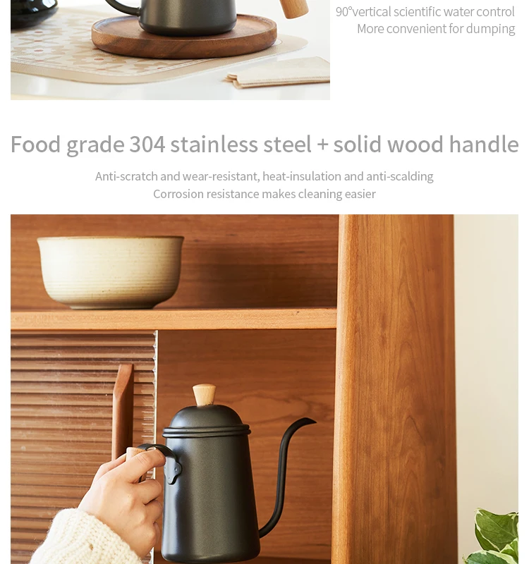 Siyue Black 650ml Kitchen Barista Tools Stainless Steel Coffee Pot