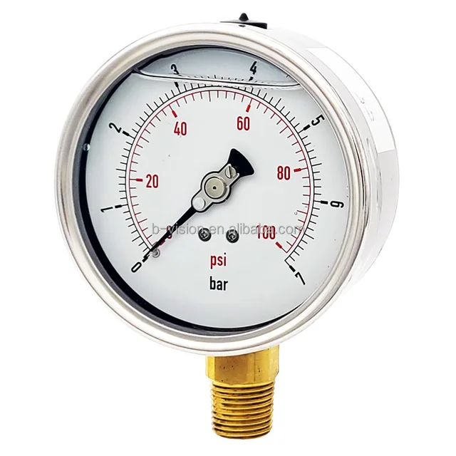 High quality glycerin filled pressure gauge stable property 304ss pressure gauge