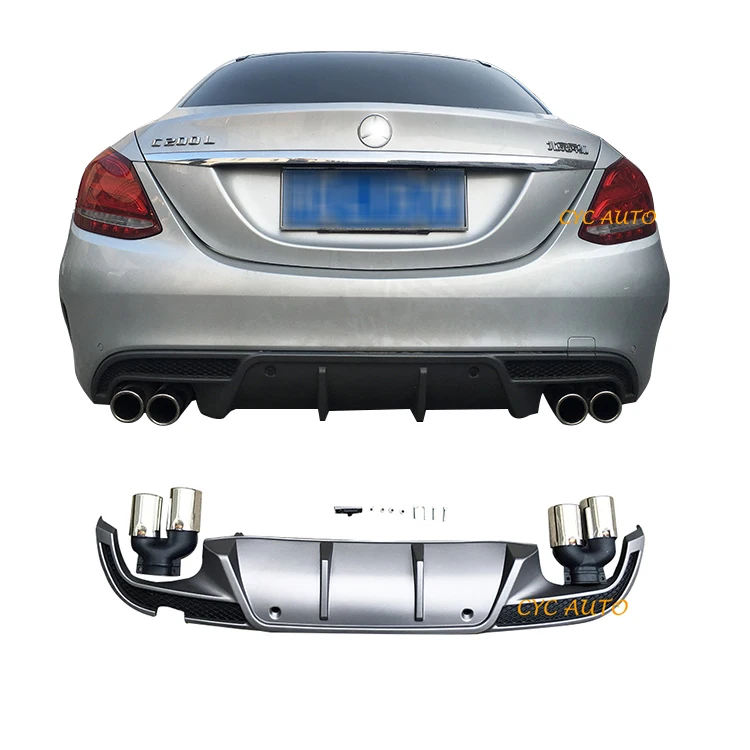 W205 Modified Diffuser for Mercedes Benz C Class W205 C220 C250 C400 C300 Rear Diffuser 2014 2019