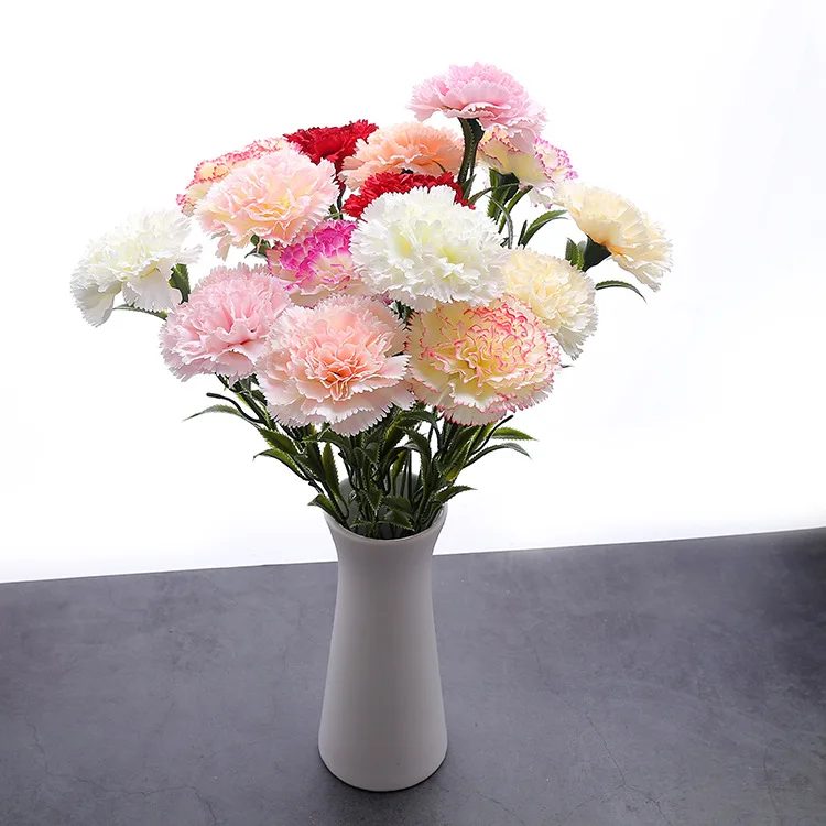 High Quality Single Stem Silk Carnations Artificial Flower Carnation 