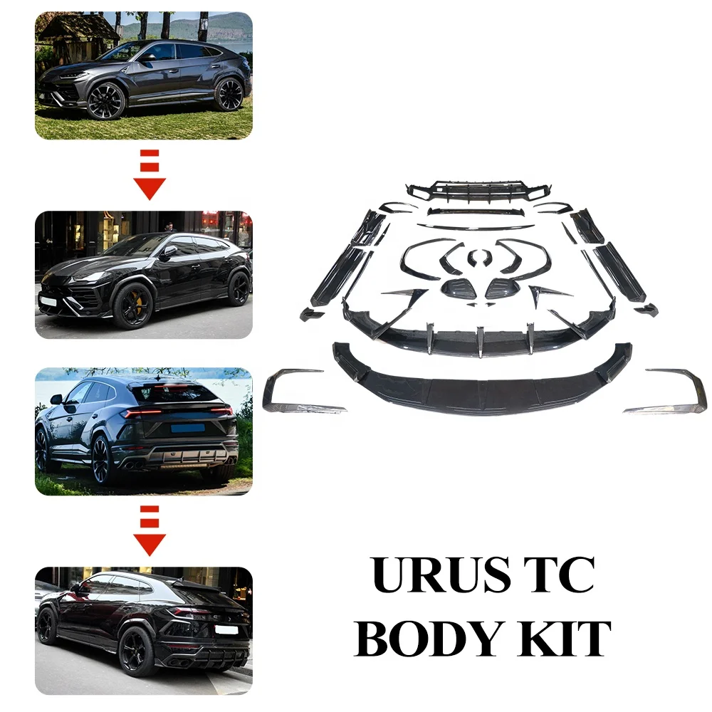 Tuning Parts Top-C Style Dry Carbon Fiber Side Skirts Front Rear Lip Spoiler Wing Wheel Arch Wide Body Kits for Lamborghini Urus