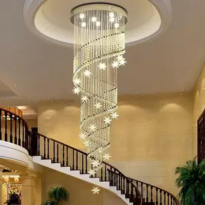 Special Style Long Hanging Pendant Light Staircase Duplex Building Staircase Customized K9 Crystal Chandelier
