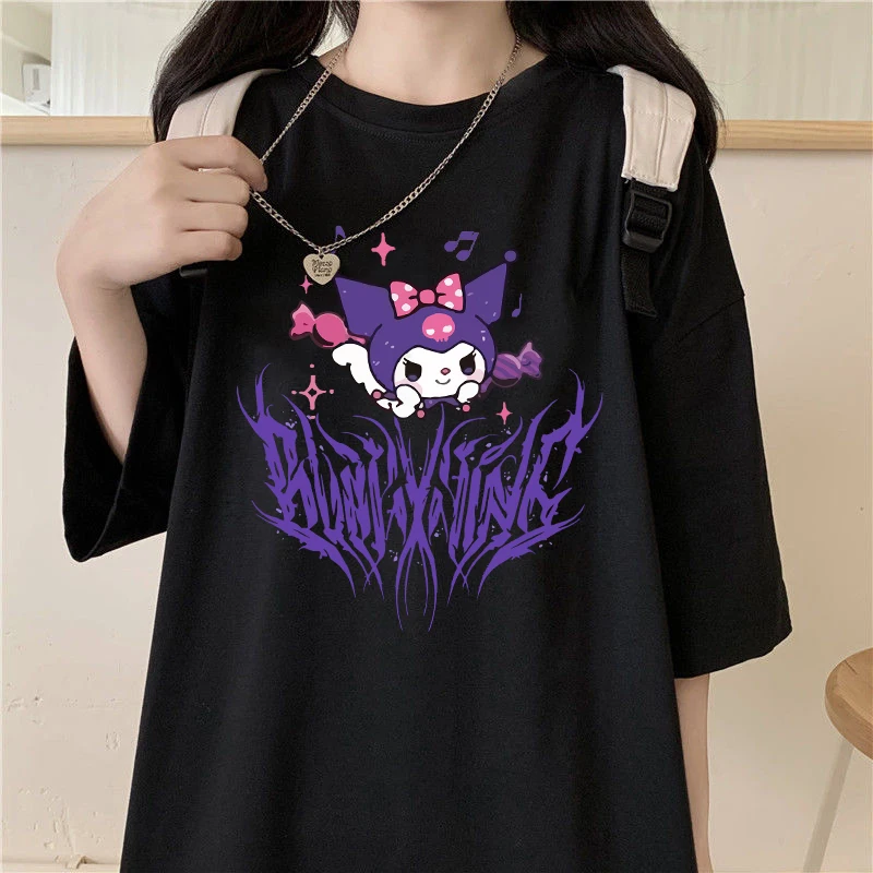 Hot Sale 2021 Harajuku Cartoon Gothic Print Kuromi T-shirt Streetwear O ...