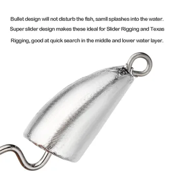 JOHNCOO Bullet Jig Heads Swimbait Hook Bass Fishing Texas Rig Hook Saltwater Freshwater Offset Weighted Weedless Hook – Soft Lure – view 5