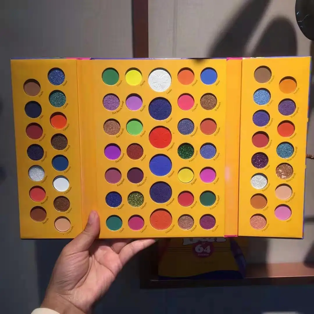
 Двойная палитра теней для век, 64 цвета, фирменная торговая марка, матовые, яркие, Пудровые, водостойкие, легкие, цветные тени для век, оптовая продажа  
