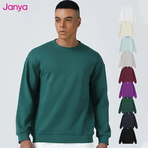 Janya Solid Color Men's Pullover Sweatshirt Cotton Oversized Casual Streetwear Heavyweight Crew Neck Long Sleeve Sweatshirts
