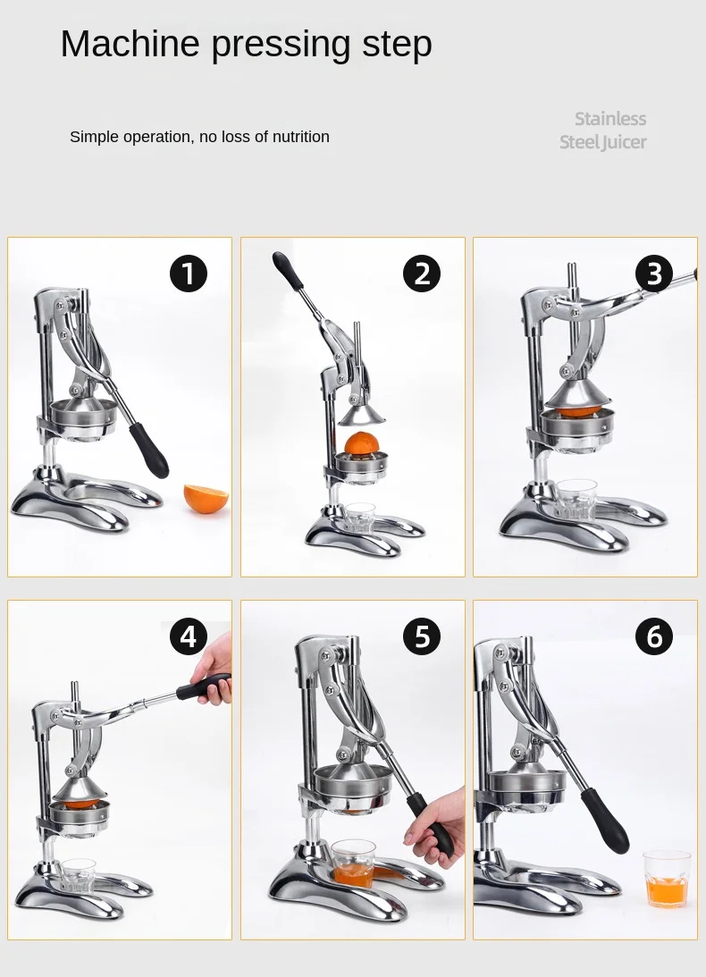 TEBAK Factory Price Food Fruit Extractor Citrus Orange Lemon Squeezer Stainless Steel Multifunctional Manual Juicer Machine