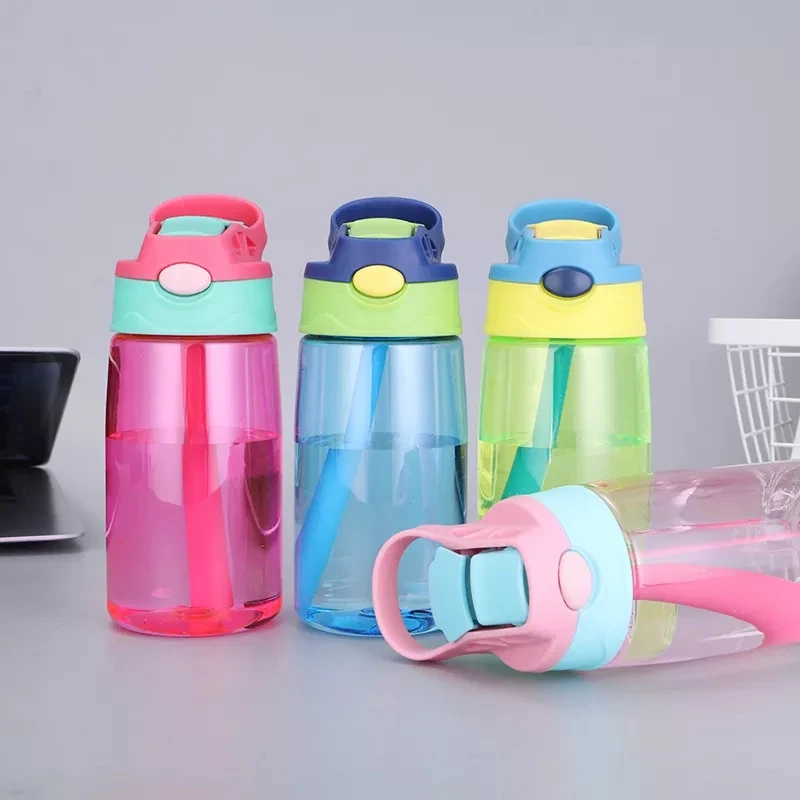 New 500ml Bpa Free Kids Clear Plastic Water Bottle With Straw Drinking ...