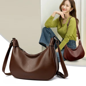 Luxury Soft Leather Shoulder Bags High-quality Mailman KAIDIFEINIROO Brand Moon Bag Large Capacity Armpit Bag Design