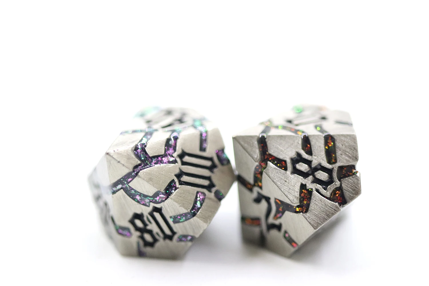 Polyhedral Dice Starry Green Blue Colorful Mica Glitter Sharp Edge Cracked Dice Set With Black Number for Dnd Board Game manufacture