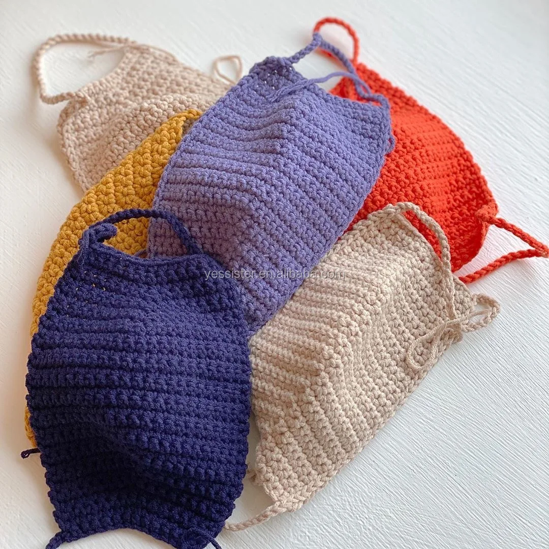 
 Высококачественные вязаные крючком хлопковые маски для лица ручной работы  