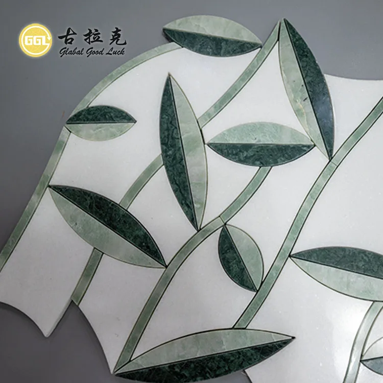 Leaf Design marble Waterjet Mosaic Tile For Wall Floor Home Decoration details