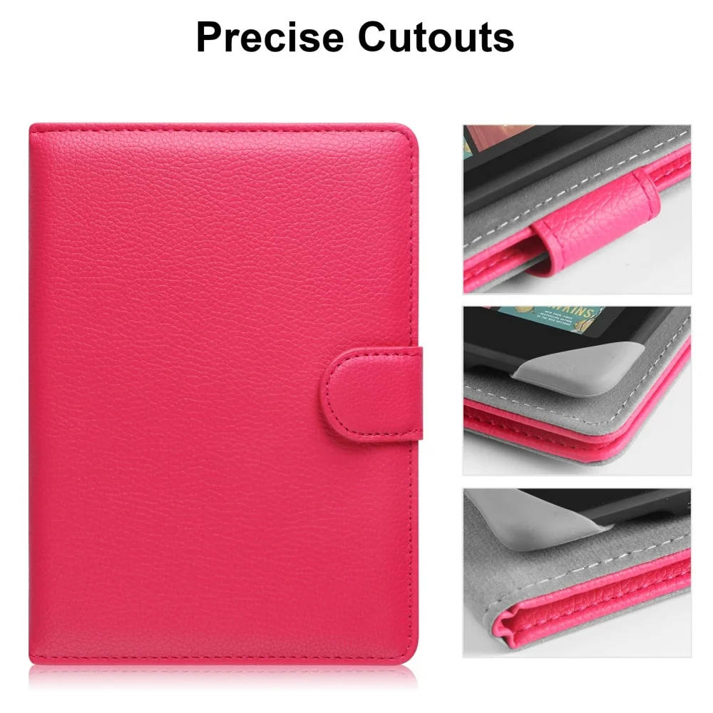 Universal Leather Case for Kindle Paperwhite/Kobo Clara HD/Clara 2e E-Reader Built-In Pocket-Protective Cover 6