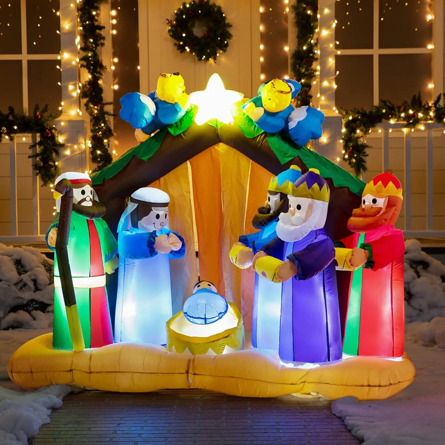 Customized Outdoor Nativity Scene with Angels Christmas Inflatable Decoration for Yard Lawn Custom Christmas Decorations