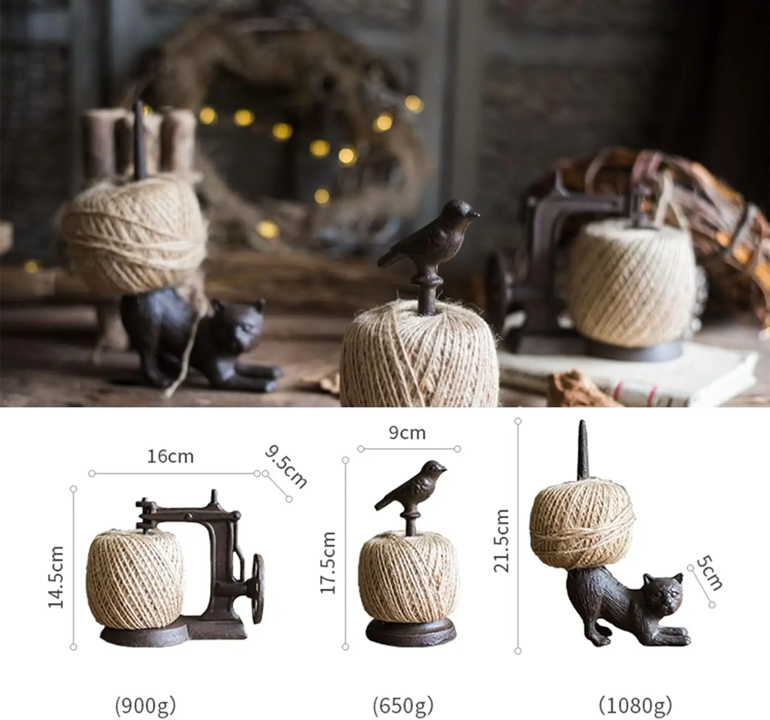 Antique Cast Iron Sewing Machine Jute Twine Holder Vintage String