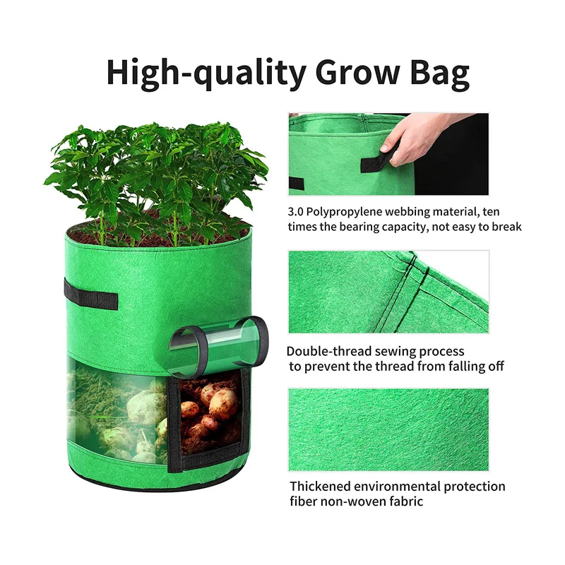 Custom Your Logo 20 Gallon Thicked Felt Fabric Vegetables Fruits Plant Grow Bags with Handles