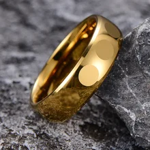 Tungsten Carbide Wedding Bands 18K Gold Plated Rings 6mm Curved Smooth Surface Ring Jewelry for Women Men in Stock