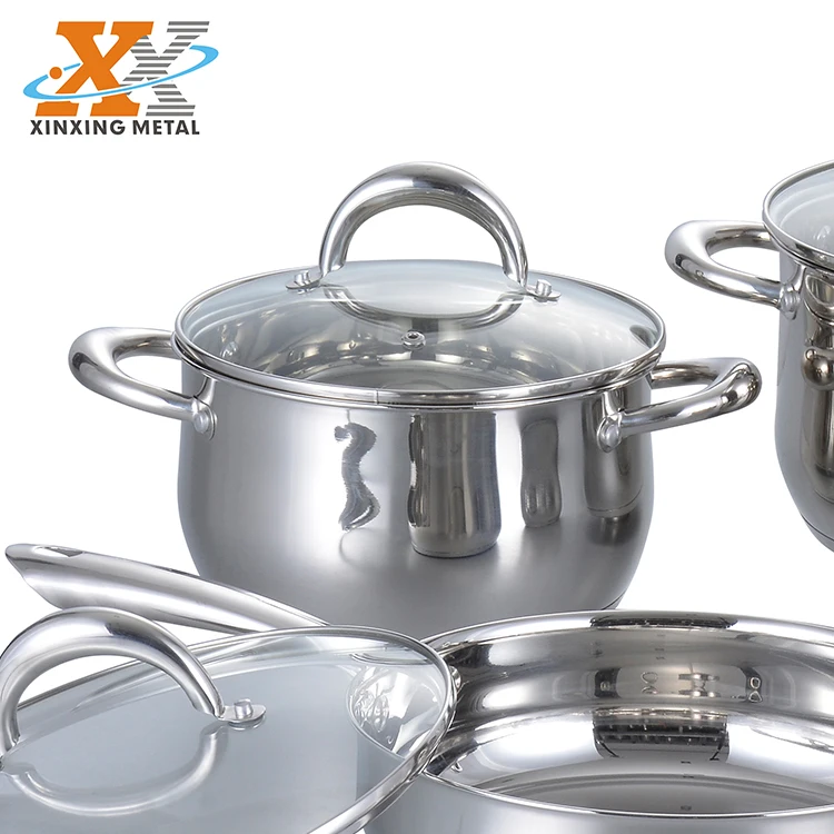 New Design 10Pcs Home Cooking Cookware Pots Stainless Steel Cookware Set With Glass Lid supplier