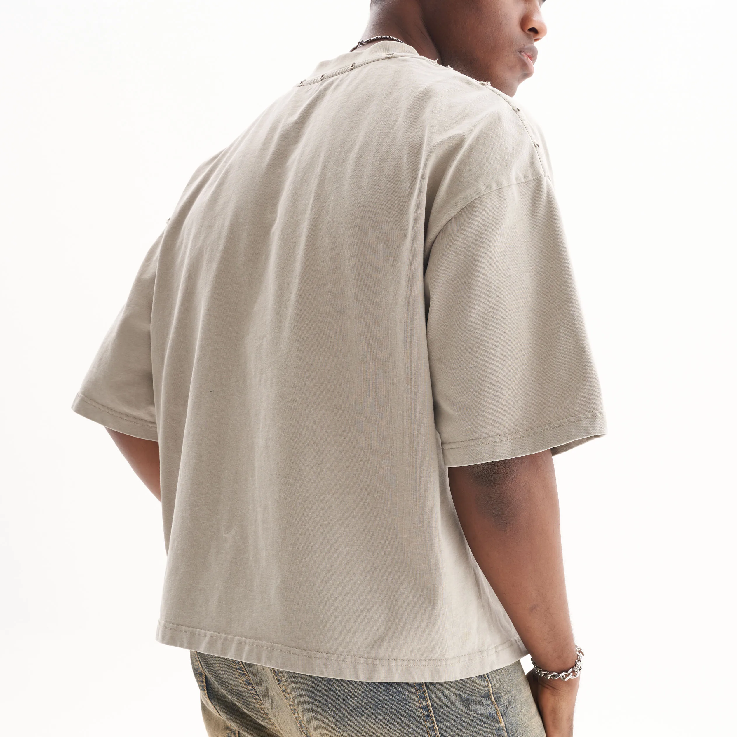 Boxy Cropped Distressed Washed Vintage Graphic T Shirts for Men