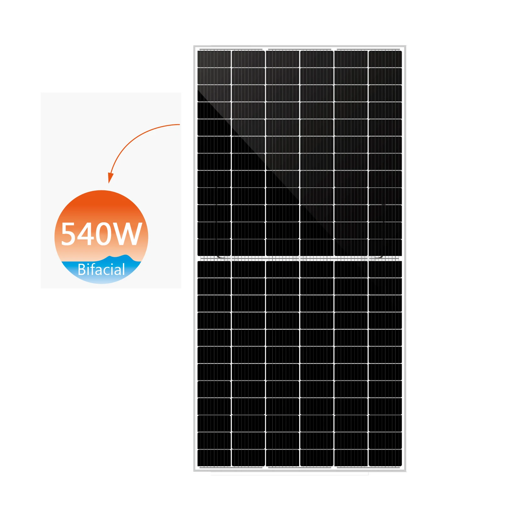 PERC 530w 535w 540w Monocrystalline Half Cell Bifacial Solar Panels 500w Transparent Solar Panel