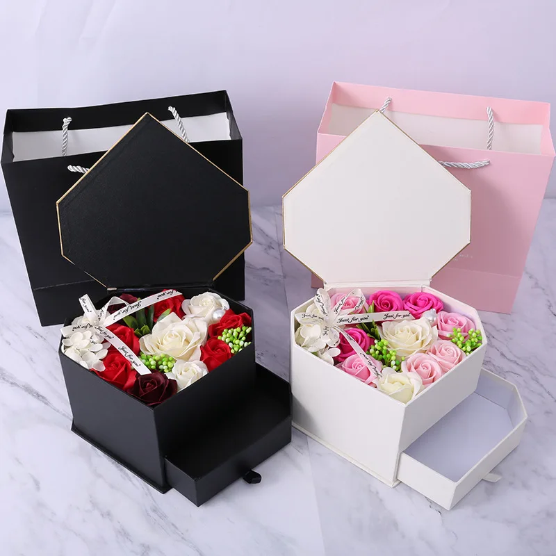 Wholesale Custom Luxury Cardboard Box Heptagonal Storage Case Lipstick Flower Packaging Gifts Box