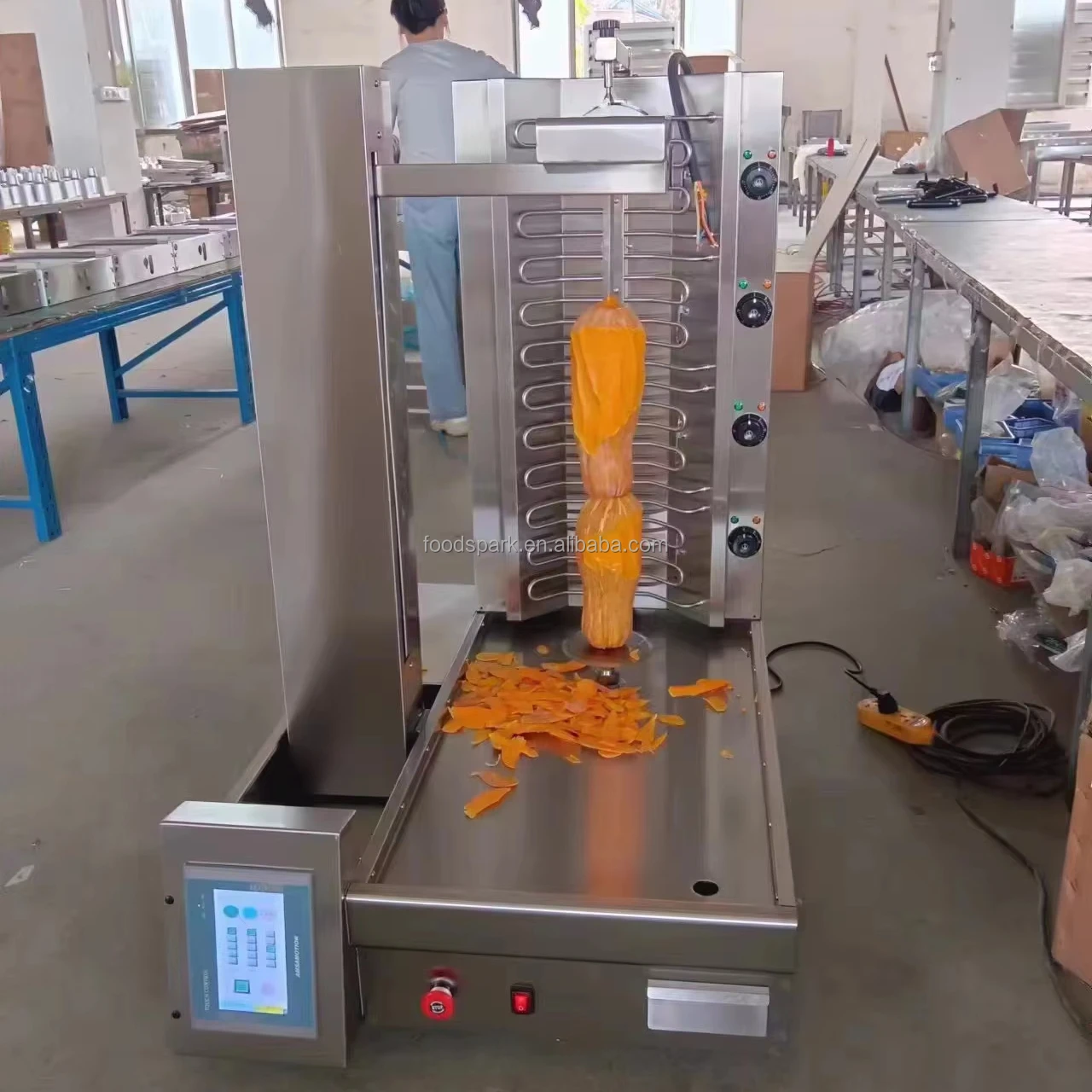 Fully Automatic 70kg Gas Doner Robot Automatic Cutting Shawarma Kebab Machine