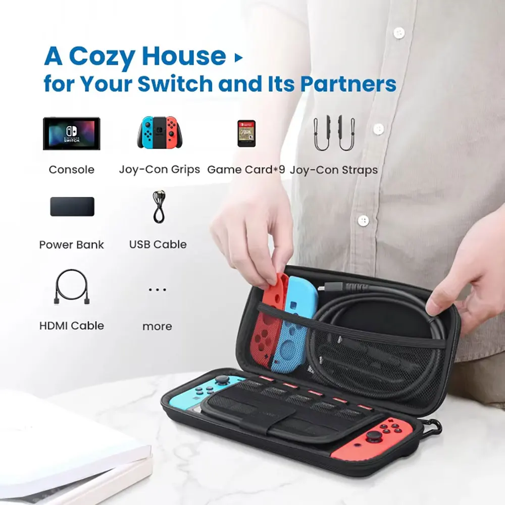 product oem eva bag accessories console cards cables durable storage case for nintendo switch oled lite-37