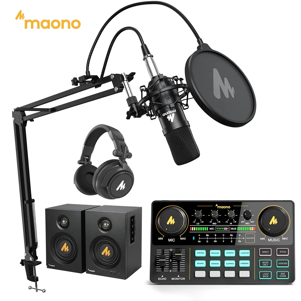 Maono All In One Podcast Equipment Bundle Audio Interfaces Condenser ...