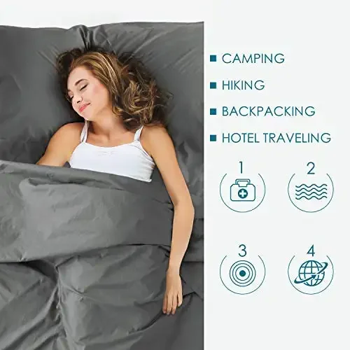 Woqi Lightweight Camping Sheets Travel Sheets Sleeping Bag Liner For