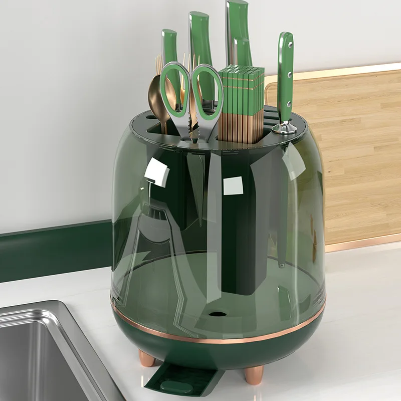 Вращающийся на 360 градусов многофункциональный кухонный стеллаж для слива держатель ложки вилки