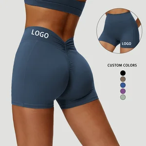 High-Waisted Ruched Butt Solid Yoga Shorts for Women Breathable Elastic Waist Scrunch Butt Four-Way Stretch Sports Outdoor