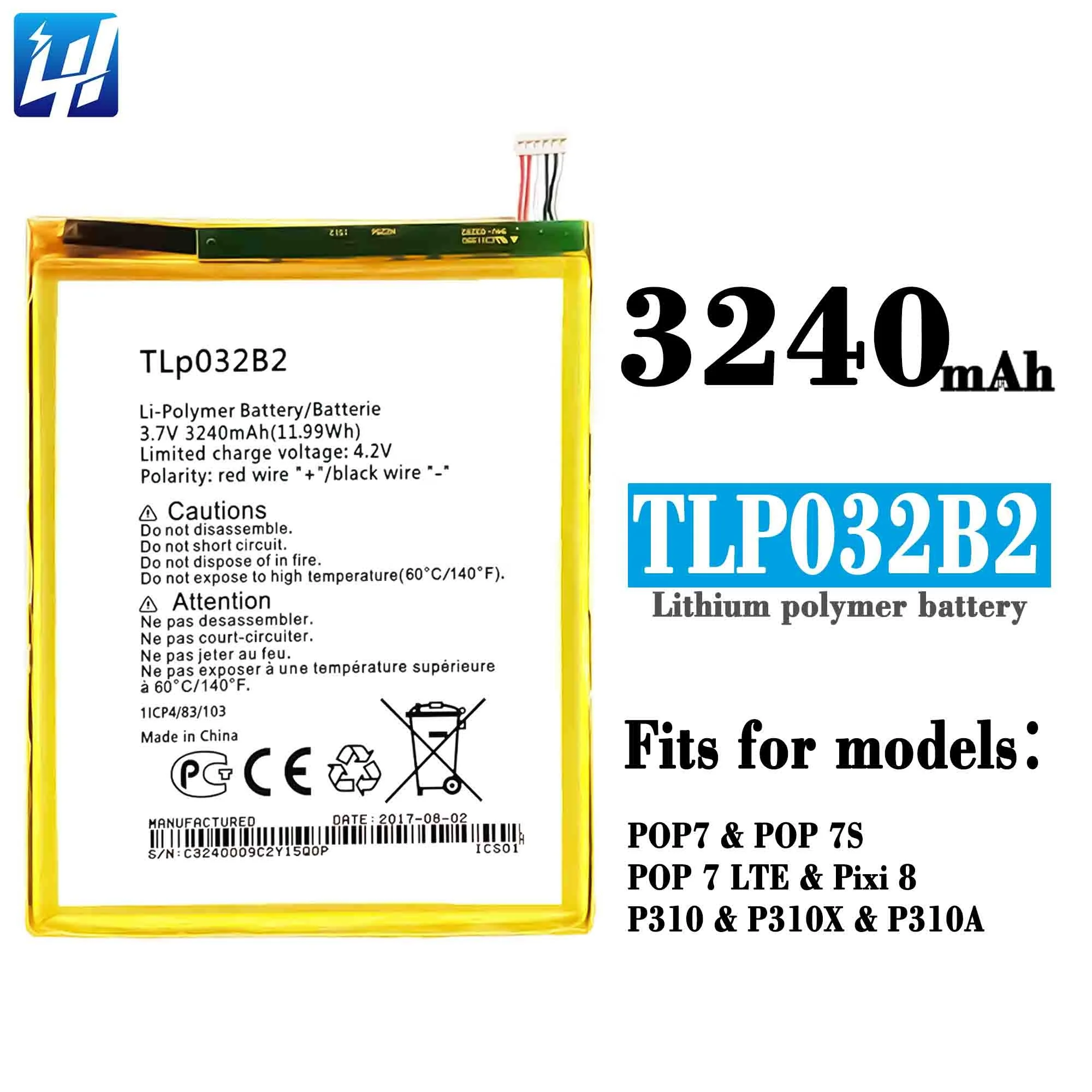 TLP032B2 Cell Phone Battery for Alcatel POP7 POP 7S POP 7 LTE Pixi 8 P310