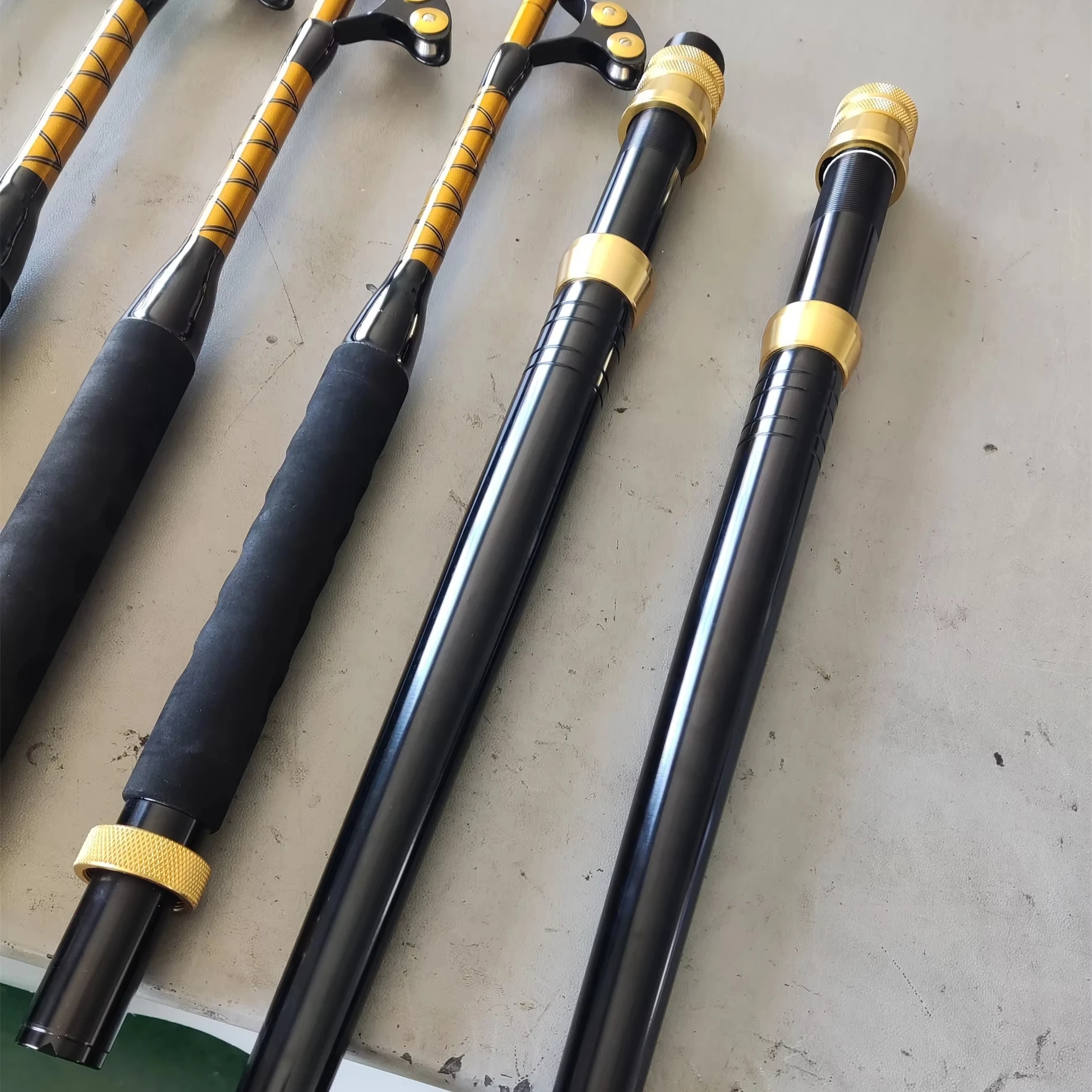 OEM Colors Trolling Fishing Rod Handle Gold and Black Aluminum Handle Factory Stock Fishing Tools & Accessories OEM Colors Trolling Fishing Rod Handle Gold and Black Aluminum Handle Factory Stock Fishing Tools & Accessories