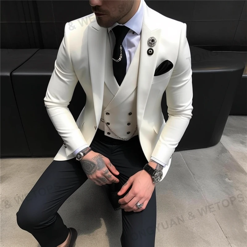 Custom Clothing Manufacturers Slim Fit Blazer 3 Pcs Set Wedding Formal ...