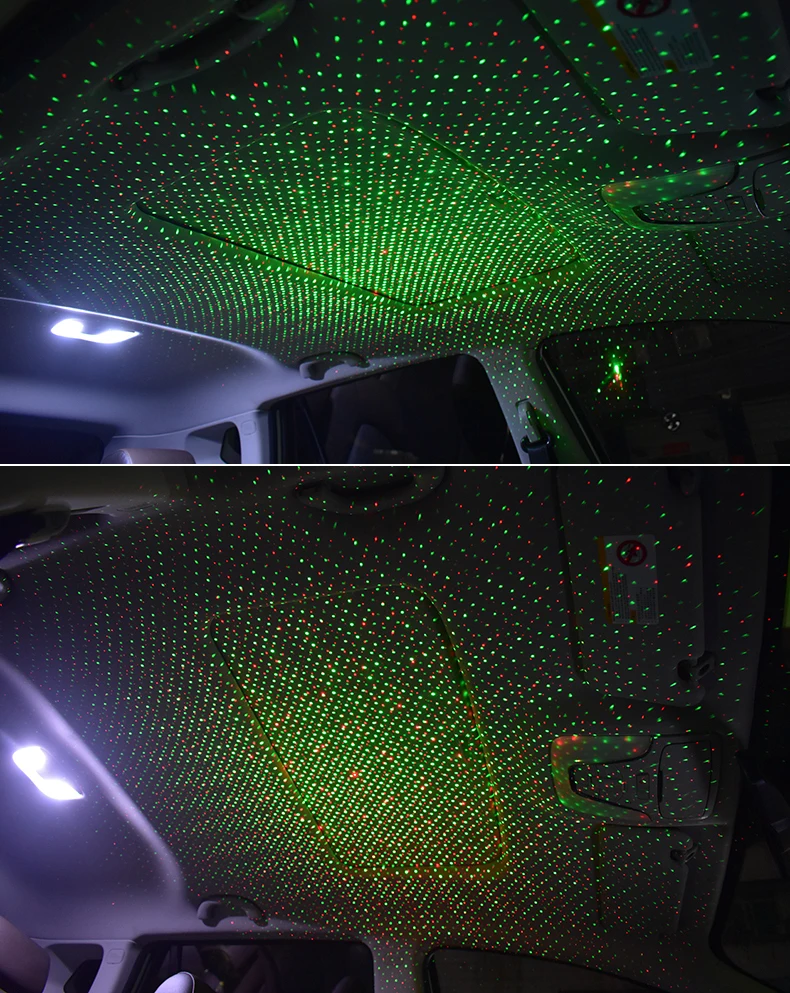 Car Interior Atmosphere Starry Laser Lamp USB Led Roof Car Star Night Light Projector Super Brightness Auto Starry Adornment