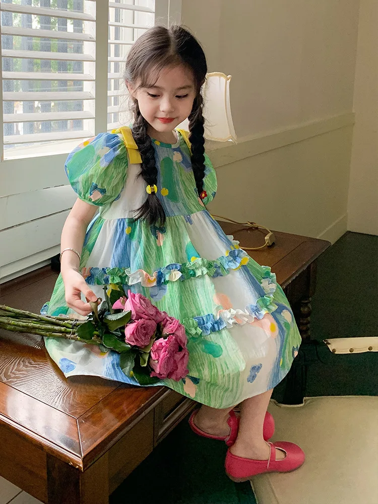 Casual Floral Princess Dress for Girls 2-8 Years Summer Baby Girl
