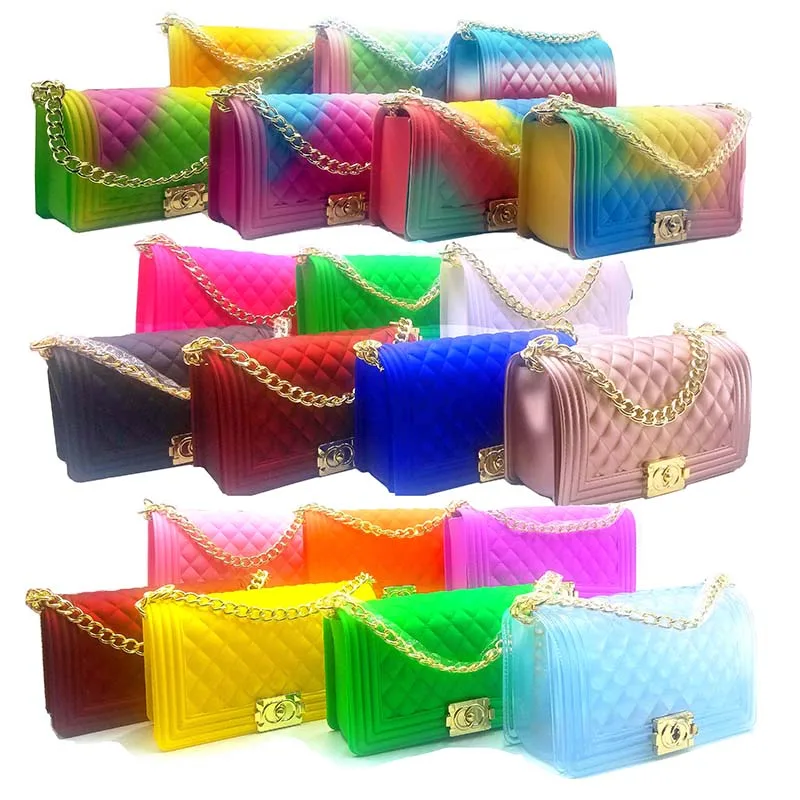 Fashion clear crossbody bag rainbow jelly| Alibaba.com