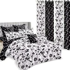 Wholesale Cheap 3D Home Collection Curtains with Matching Bedding Bed Sheet Set
