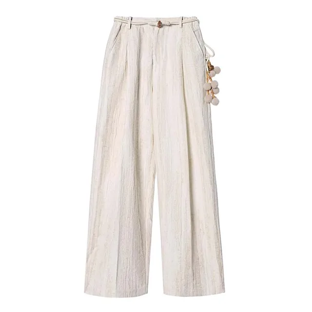 VALLEYOUTH Autumn desert vintage cotton and linen jacquard straight cylinder ethnic style sag casual wide-leg pants