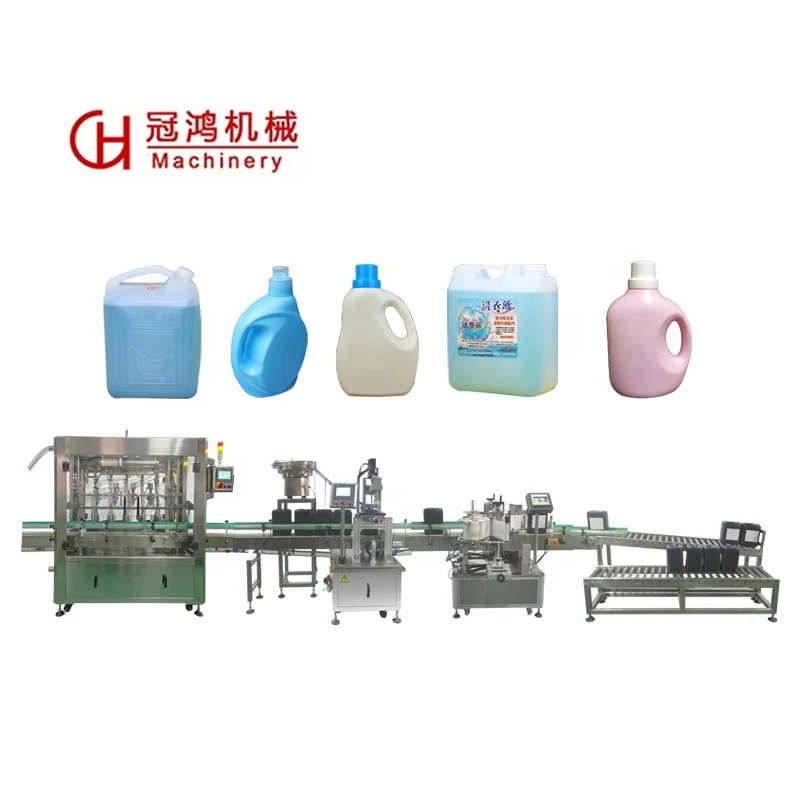 750 Bucket/hour Fully Automatic Filling Machine For Liquid Detergent Production Line Filling Capping Labeling