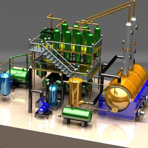 Waste crude oil distillation plant recycling to diesel with negative pressure