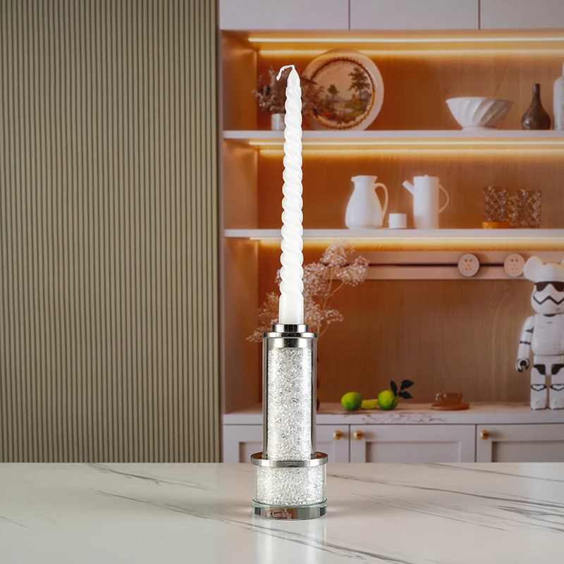 High End Simple Candle Holder with Broken Diamonds Included Furniture Decoration for Weddings Christmas Crystal Candlestick