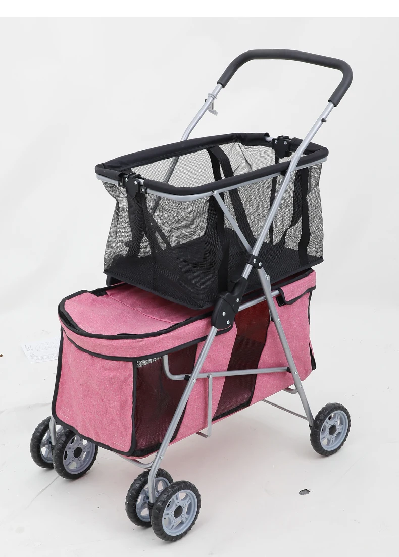 Double Pet Shopping Cart Camping Shopping Cart Large Capacity Portable Storage Folding factory