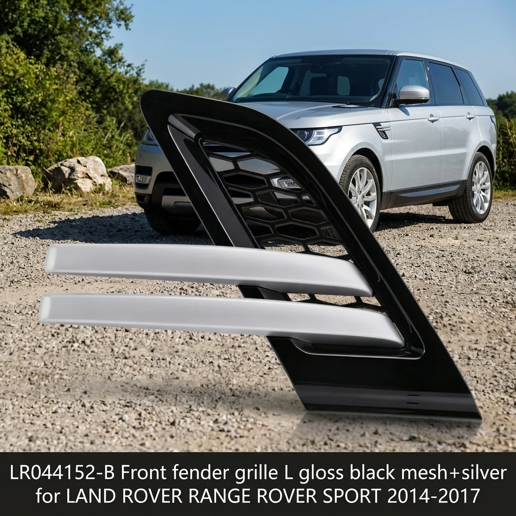 LR044152-B Honeycomb-Mesh Front Fender Grille L Gloss Black Mesh+silver for LAND ROVER RANGE ROVER SPORT 2014-2017