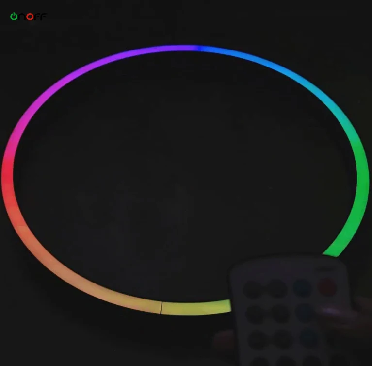 DMX Control 12V 24V Circular Linear Pixel Chandeliers Digital RGB Led Pendant Light for Nightclub