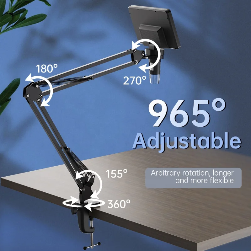 Digital Microscope Metal Bracket with Clamp and Grommet Base Stand Pole Bracket for USB Microscope